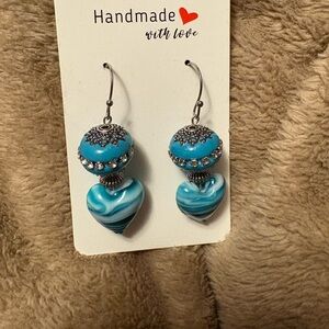 Handmade Turquoise Heart Earrings
